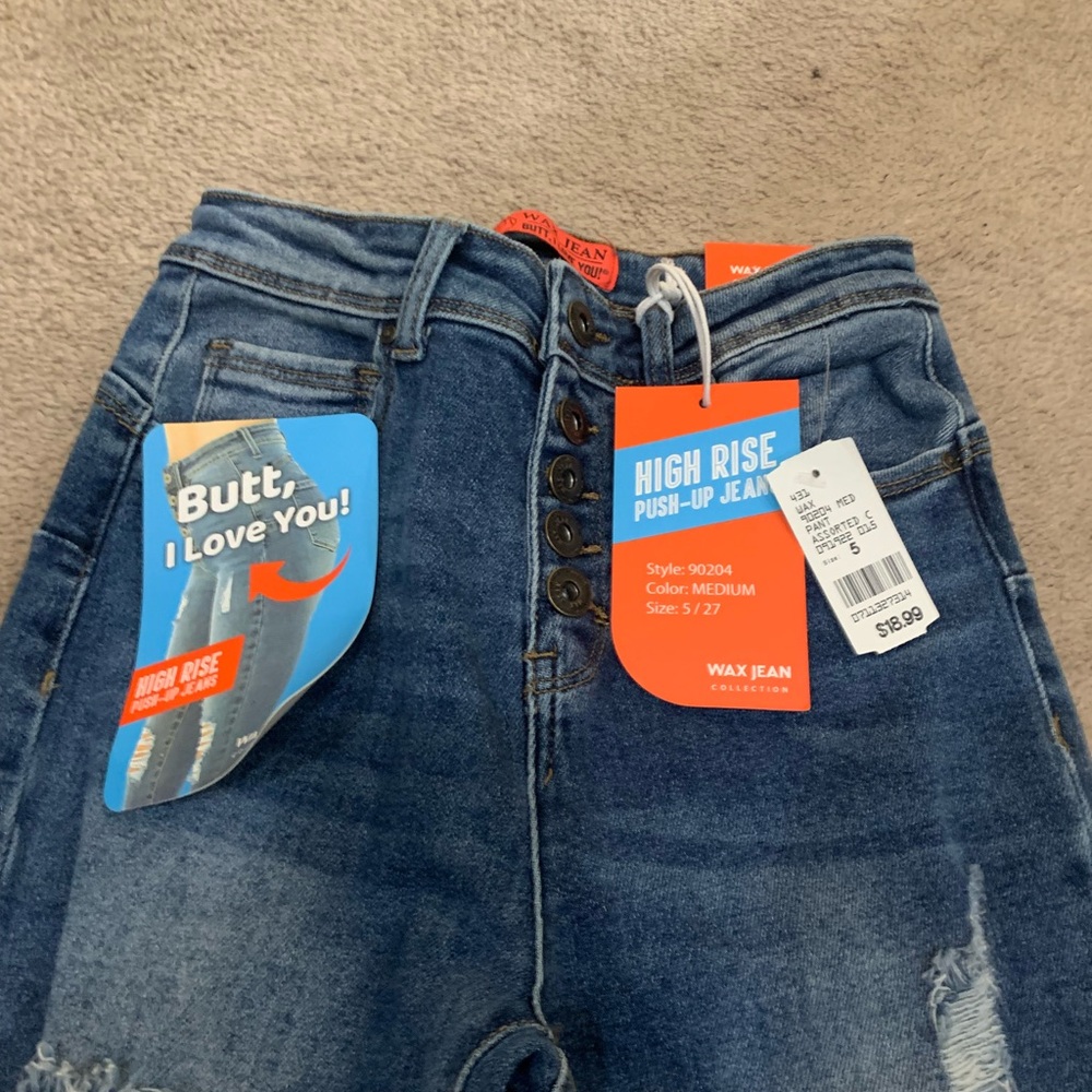 Wax Jean High Rise Push-Up Jeans - Dark Blue